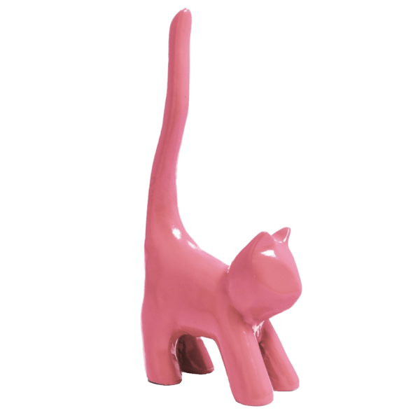 Resine Sculpture Chat 30CM Rose Clair LUMEN - S&C