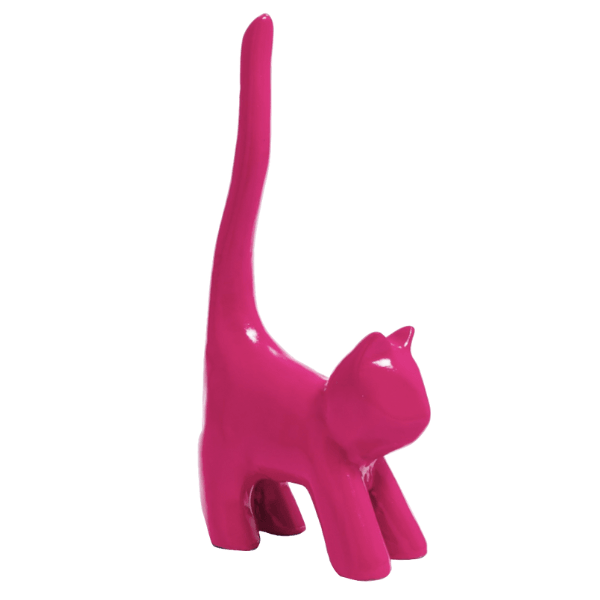 Resine Sculpture Chat 30CM Rose Fushia LOMAR - S&C