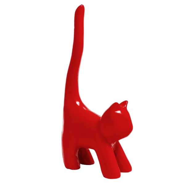 Resine Sculpture Chat 30CM Rouge CALISSA - S&C