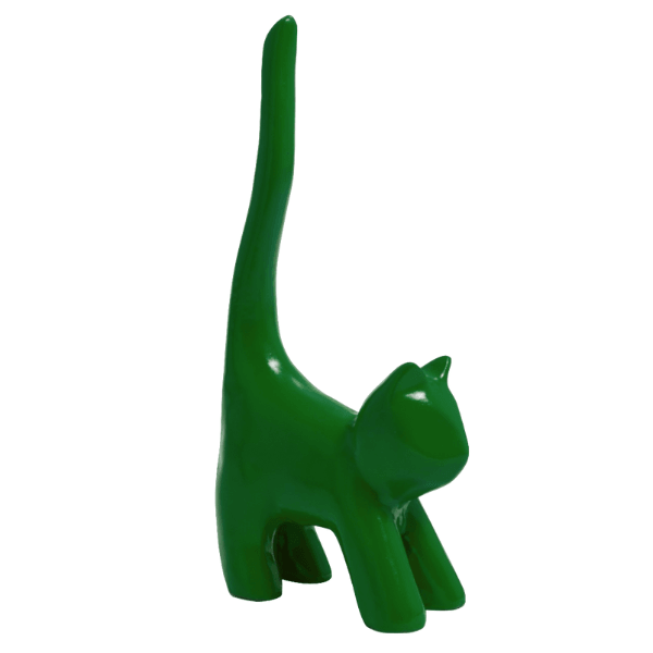 Resine Sculpture Chat 30CM Vert JALEN - S&C