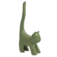 Statue Chat Animaux Resine - 30cm - Vert Kaki - ANIMAUX-RESINE.FR