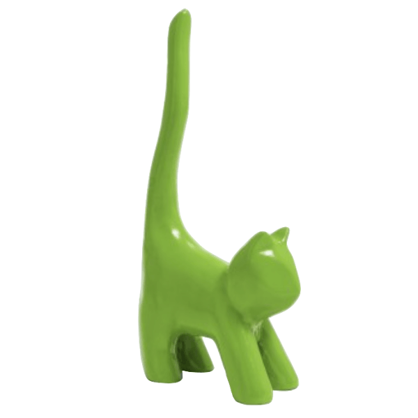 Resine Sculpture Chat 30CM Vert Pomme ALOIS - S&C