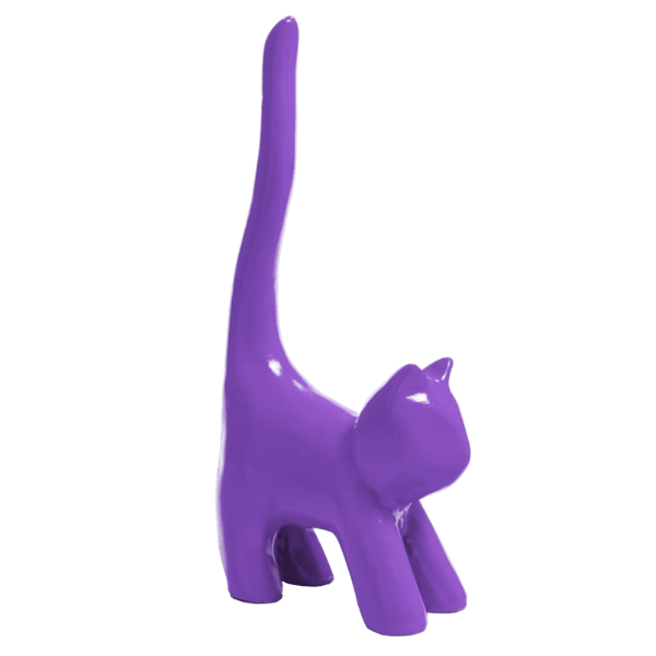 Resine Sculpture Chat 30CM Violet MIREK - S&C
