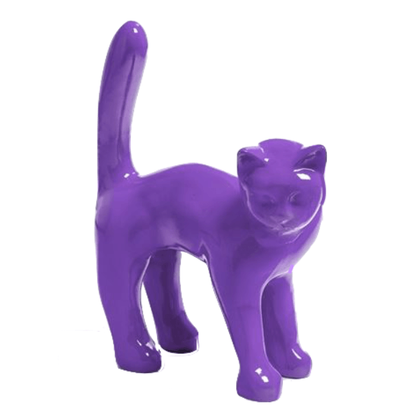 Resine Sculpture Chat 35cm Violet WENLOU - S&C