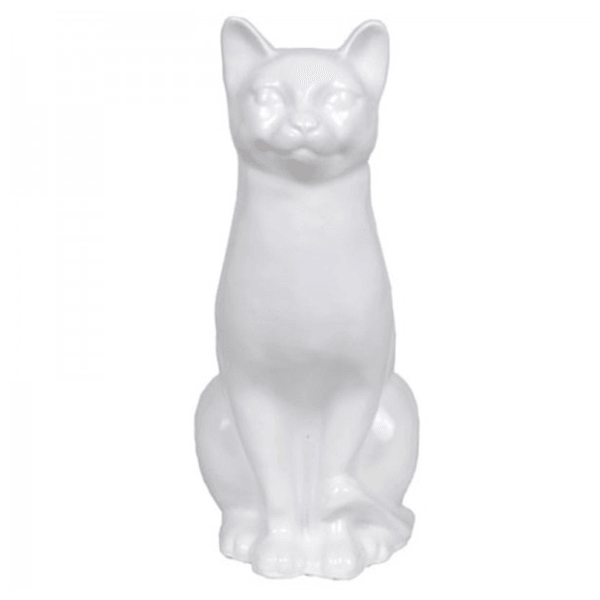 Resine Sculpture Chat 40CM Blanc MATIN - S&C