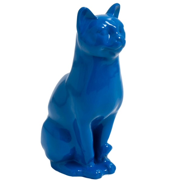 Resine Sculpture Chat 40CM Blanc Nuit AELIS - S&C