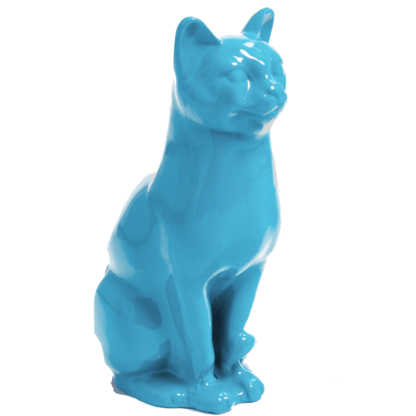 Resine Sculpture Chat 40CM Bleu Ciel ZENON - S&C