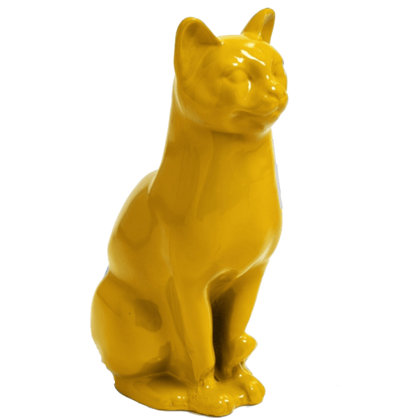Resine Sculpture Chat 40CM Jaune AELIS - S&C