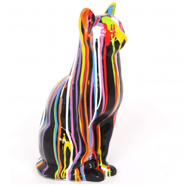 Resine Sculpture Chat 40CM Multicolore NIALA - S&C