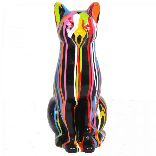 Resine Sculpture Chat 40CM Multicolore NIALA - S&C