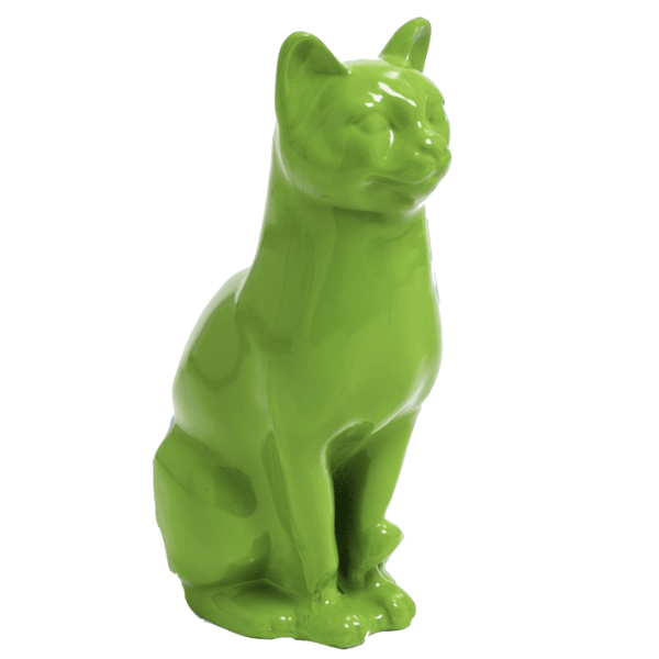 Resine Sculpture Chat 40CM Vert Pomme AELIANE - S&C
