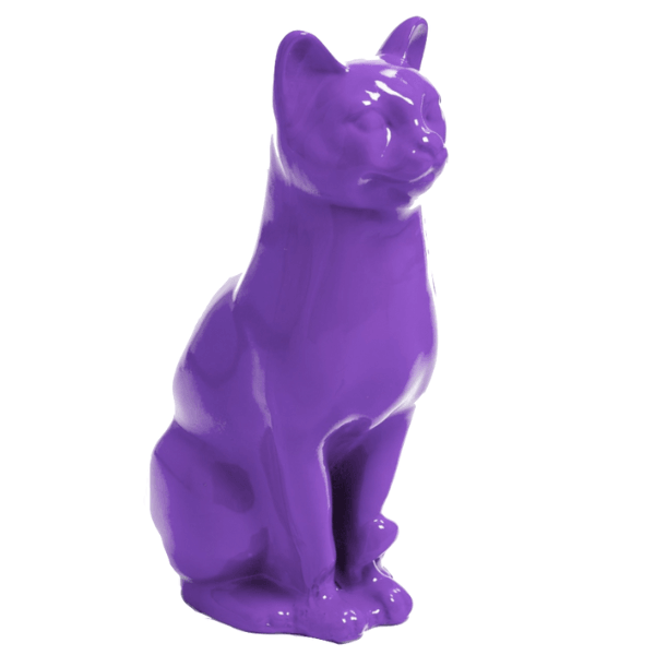 Resine Sculpture Chat 40CM Violet ELDAN - S&C