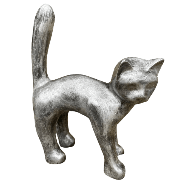 Resine Sculpture Chat 45CM Argent ALOIS - S&C