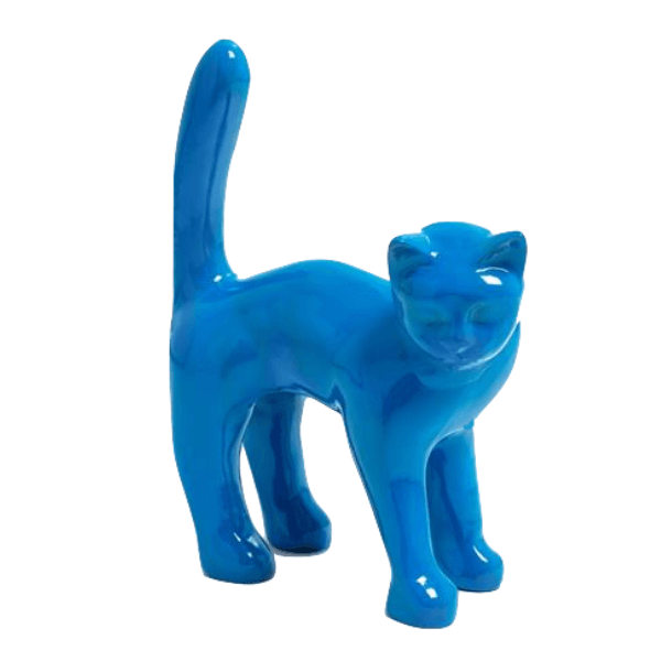 Resine Sculpture Chat 45CM Bleu MARIANE - S&C