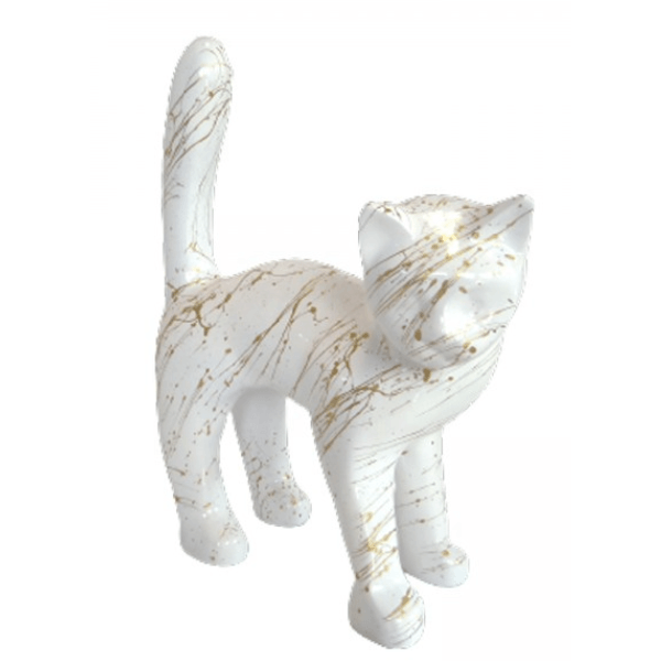 Resine Sculpture Chat 45CM Coulure Dorée LORIEN - S&C