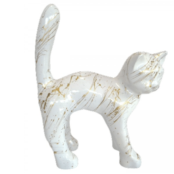 Resine Sculpture Chat 45CM Coulure Dorée LORIEN - S&C