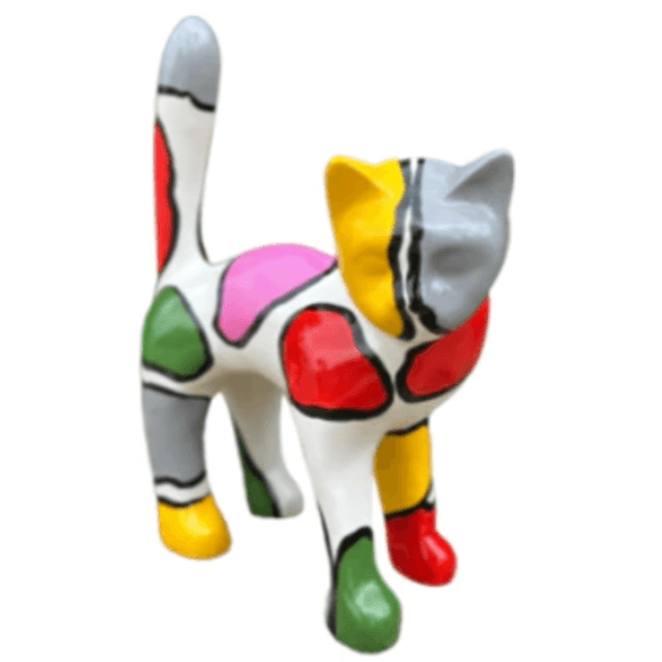 Resine Sculpture Chat 45cm Dragibus Multicolore LUMIS - S&C