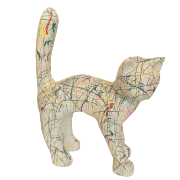 Resine Sculpture Chat 45CM Graffiti Blanc JALIS - S&C