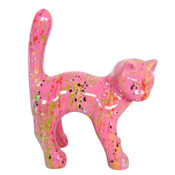 Resine Sculpture Chat 45CM Graffiti Rose ELDAN - S&C