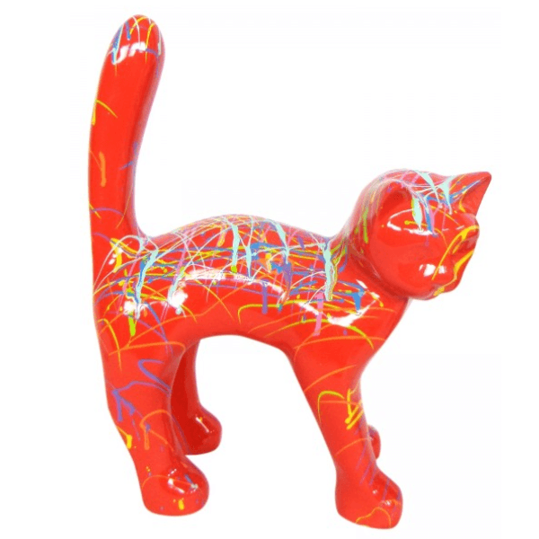 Resine Sculpture Chat 45 CM Graffiti Rouge MIREN - S&C