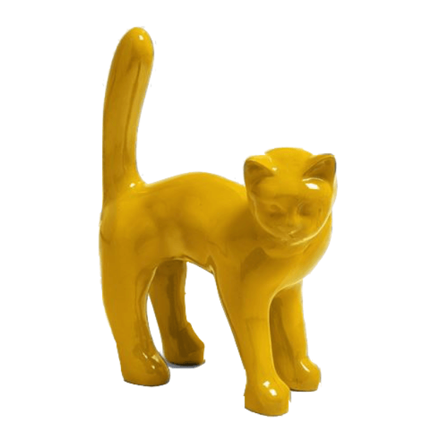 Resine Sculpture Chat 45CM Jaune OREN - S&C