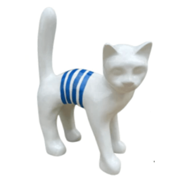 Resine Sculpture Chat 45CM Marin Bleu LYSANDRE - S&C