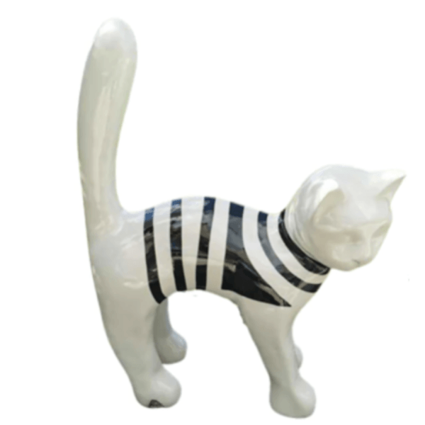 Resine Sculpture Chat 45CM Noir Et Or LIREN - S&C