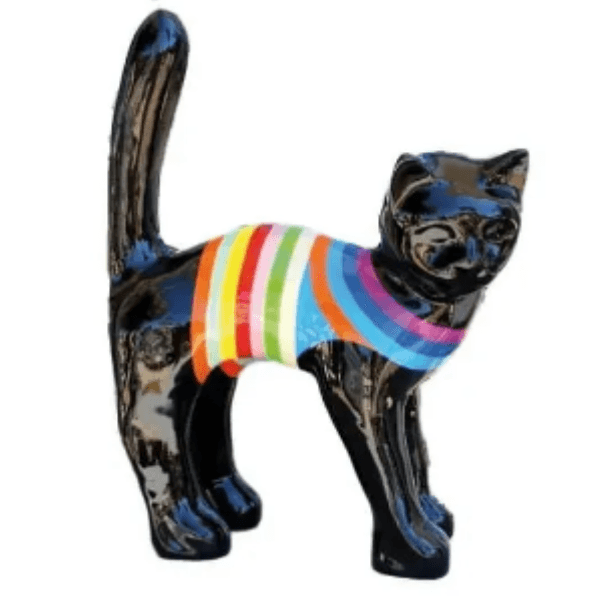 Resine Sculpture Chat 45cm Marinière HELOIS - S&C