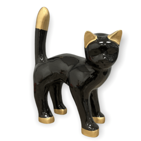 Resine Sculpture Chat 45CM Mix Noir Doré FENDRICK - S&C