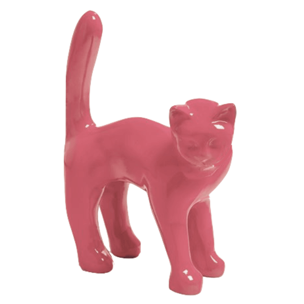 Resine Sculpture Chat 45CM Rose Clair LUREN - S&C