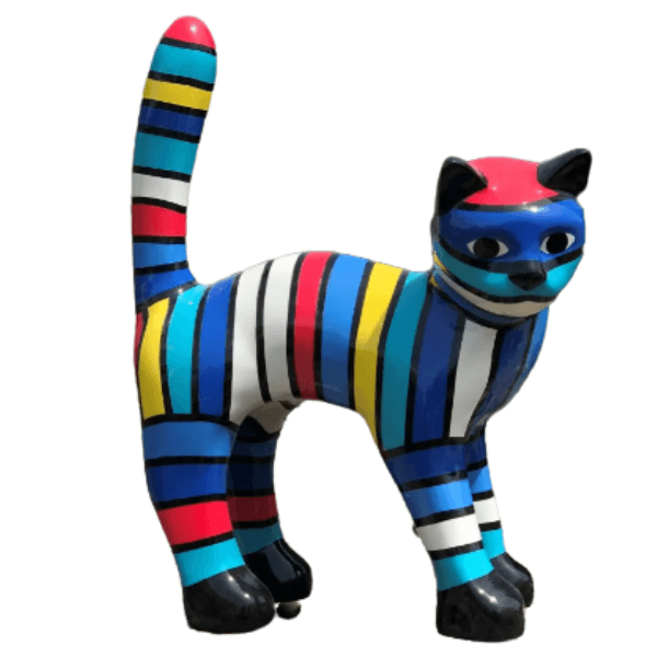 Resine Sculpture Chat 45cm Noir Et Or ZYRA - S&C