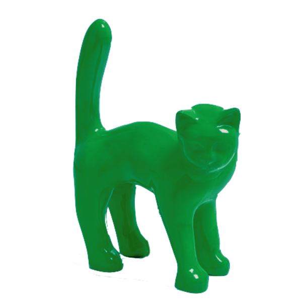 Resine Sculpture Chat 45CM Vert ALTHY - S&C
