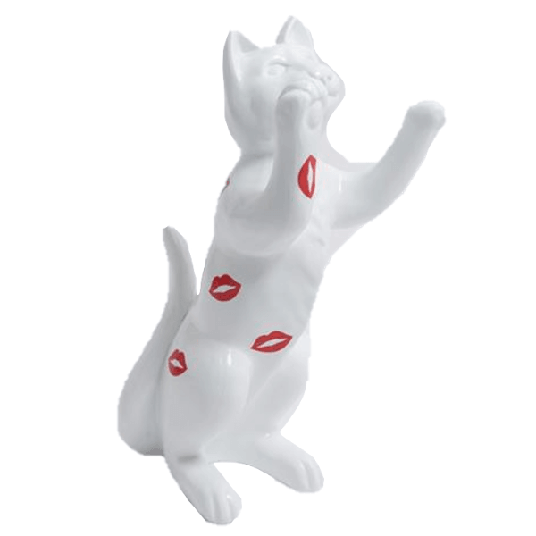 Resine Sculpture Chat 55CM Noir Et Or LORENZO - S&C