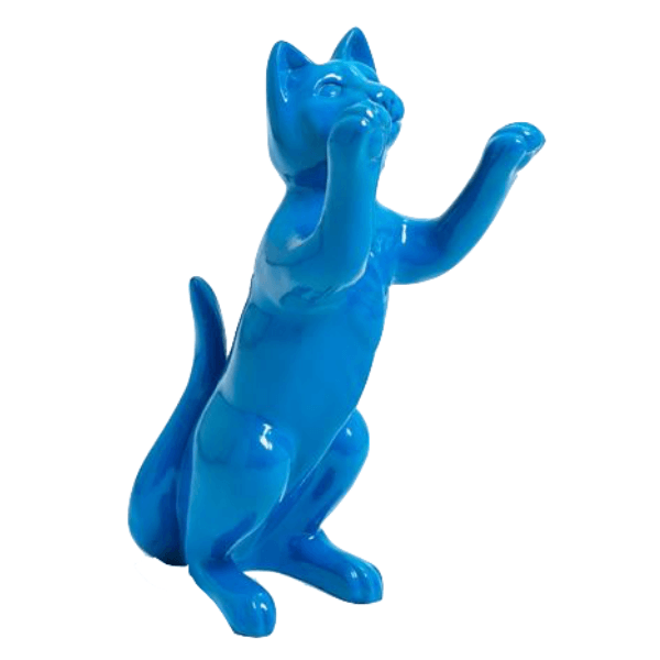 Resine Sculpture Chat 55CM Bleu VINDAL - S&C