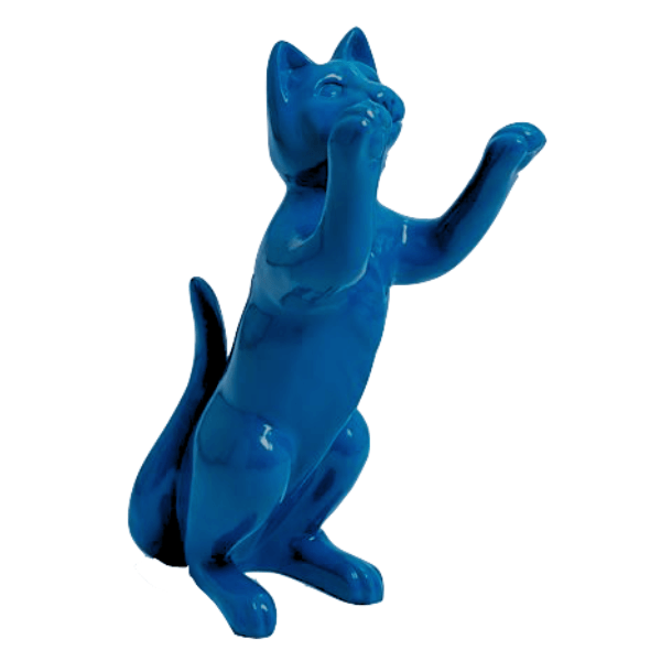Resine Sculpture Chat 55CM Bleu Nuit LORIN - S&C