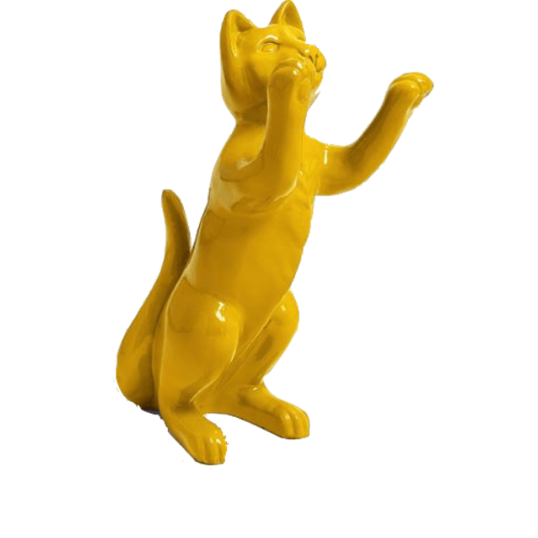 Resine Sculpture Chat 55cm Jaune ORLANE - S&C