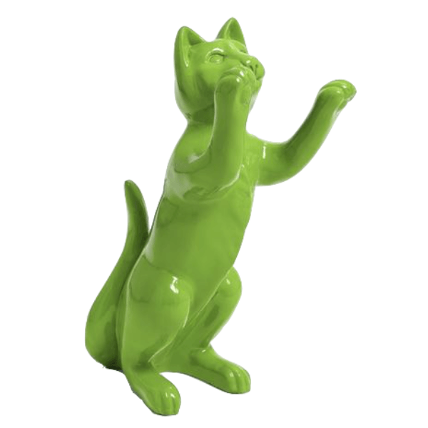 Resine Sculpture Chat 55cm Vert Pomme JALY - S&C