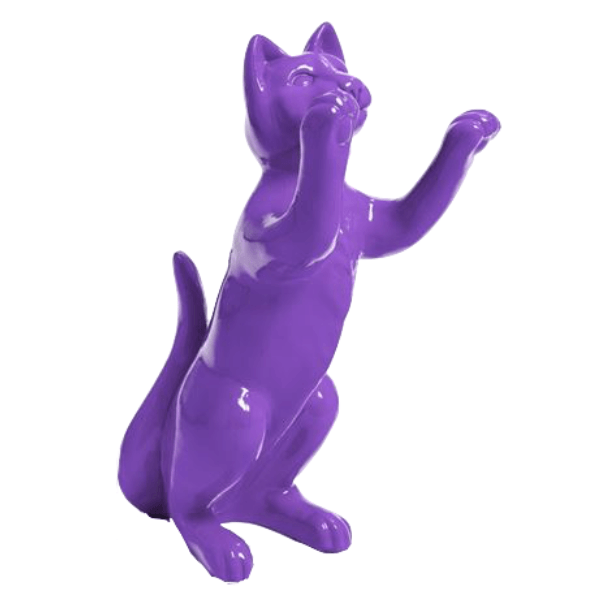 Resine Sculpture Chat 55CM Violet JARON - S&C