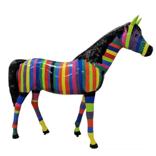 Resine Sculpture Cheval 210CM Noir Et Or FENRIR - S&C