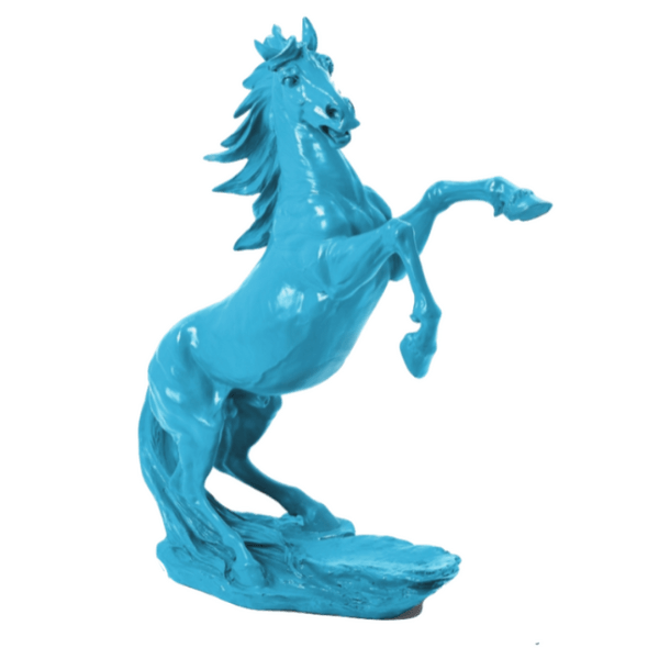 Resine Sculpture Cheval 90CM Bleu Ciel AELIN - S&C