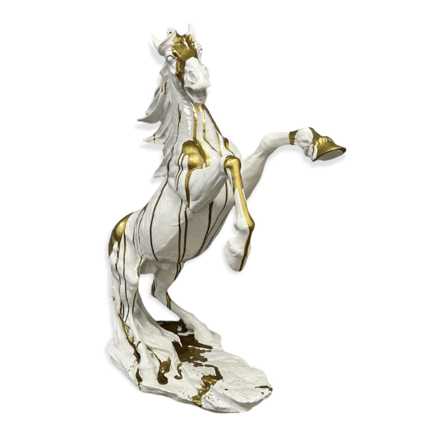 Resine Sculpture Cheval 90cm Coulure Dorée MIALA - S&C