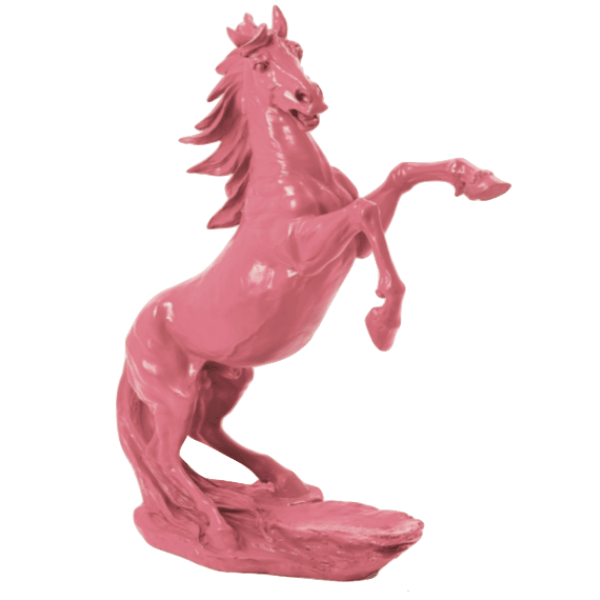 Resine Sculpture Cheval 90cm Rose Clair LUMEN - S&C