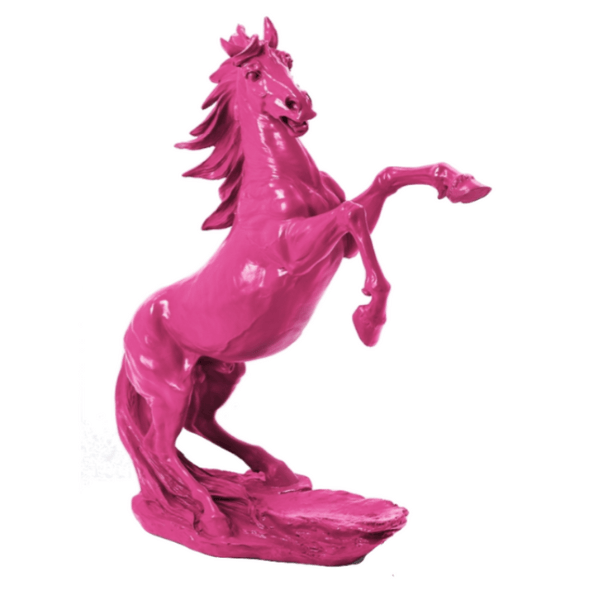 Resine Sculpture Cheval 90CM Rose Fuchsia ZAREK - S&C