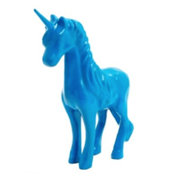 Resine Sculpture Cheval Licorne 50cm Bleu Ciel GILFRED - S&C