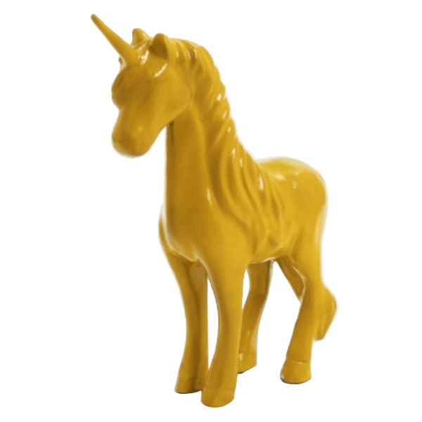 Resine Sculpture Cheval Licorne 50CM Jaune ALVINE - S&C