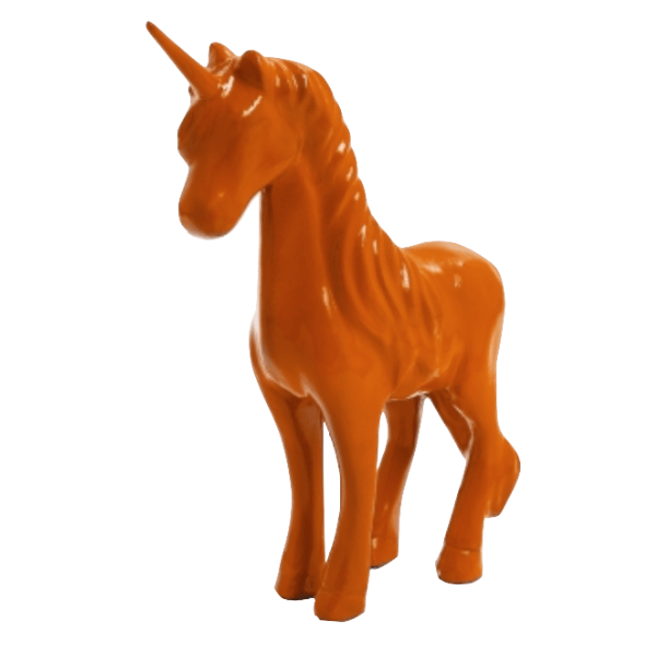 Resine Sculpture Cheval Licorne 50CM Orange ALTHAR - S&C