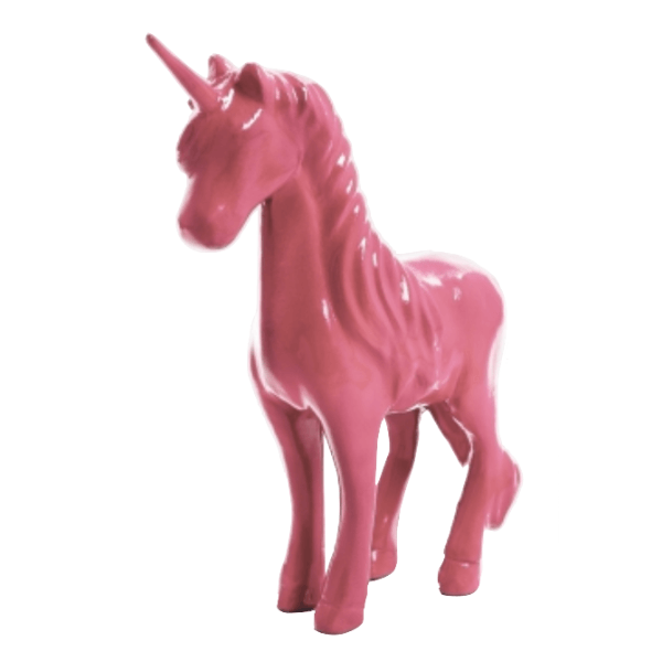 Resine Sculpture Cheval Licorne 50cm Rose Clair JALMIR - S&C