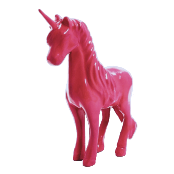Resine Sculpture Cheval Licorne 50CM Rose Fushia ELDOR - S&C