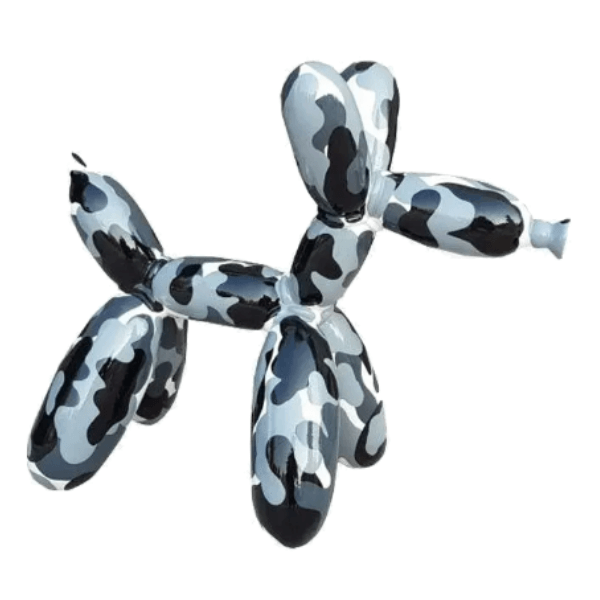 Resine Sculpture Chien 120CM Militaire Noir Blanc JOLAN - S&C