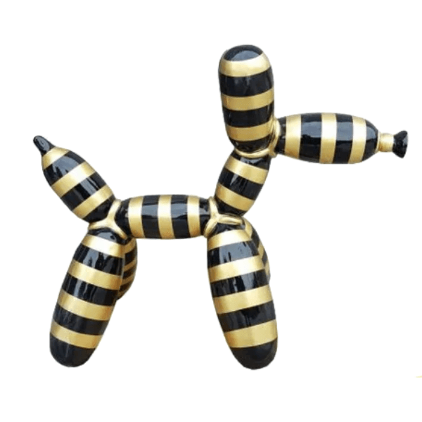 Resine Sculpture Chien 210 CM Mix Noir Doré HAZEL - S&C